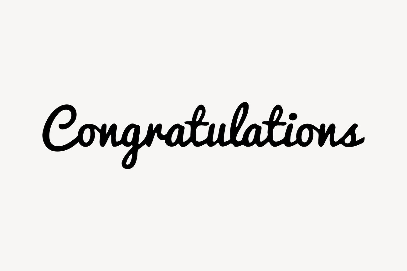 Congratulations word drawing, black and
