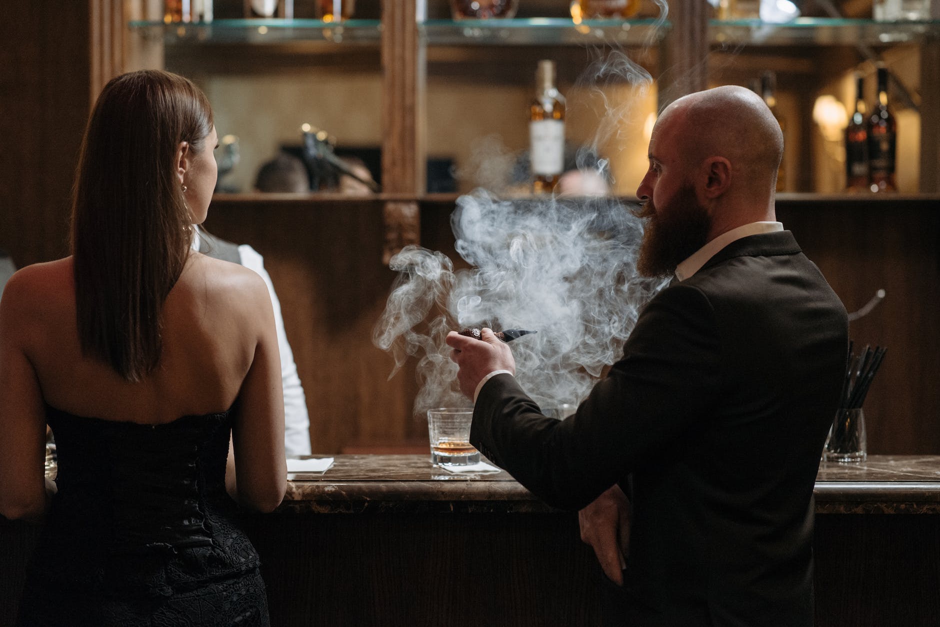 a man and a woman in the bar