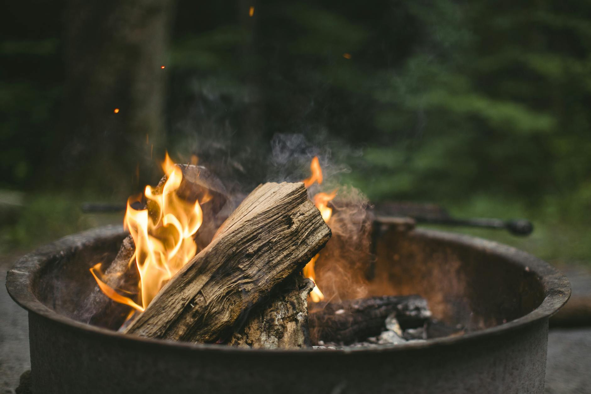 beige wood putted on fire